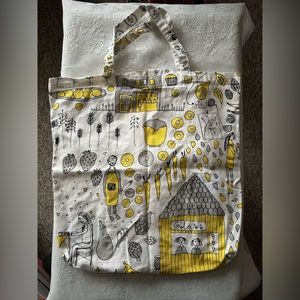 yellow and white ikea tote bag